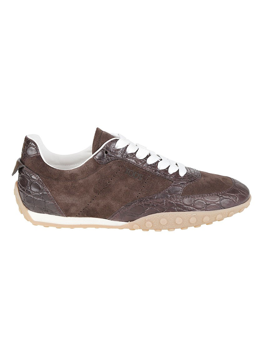Tod's 13M Textured Crocodile-Accented Calf Leather Sneakers