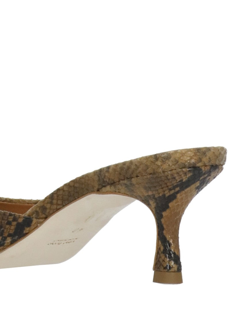 The Seller Brown Snake Print Leather Sandals