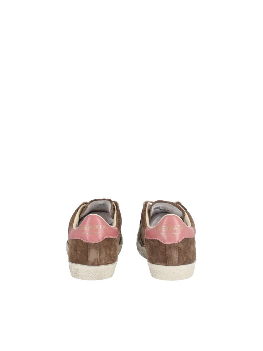 Premiata Beige Stevend Soft Suede Low-Top Sneakers