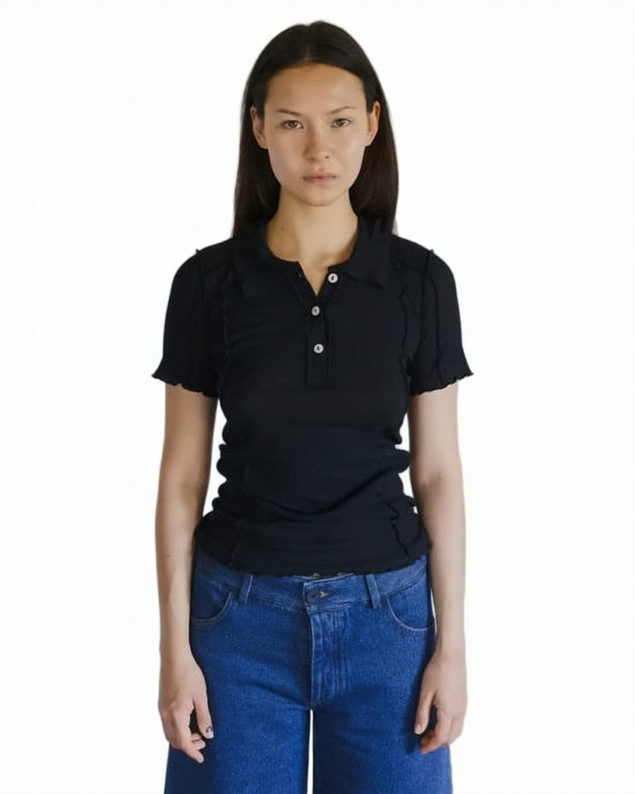 Baserange White Fitted Organic Cotton Seam Polo