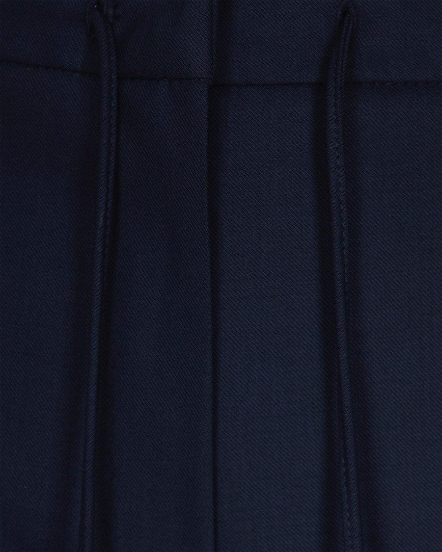 Max Mara Drawstring Trousers In Blue Wool Twill
