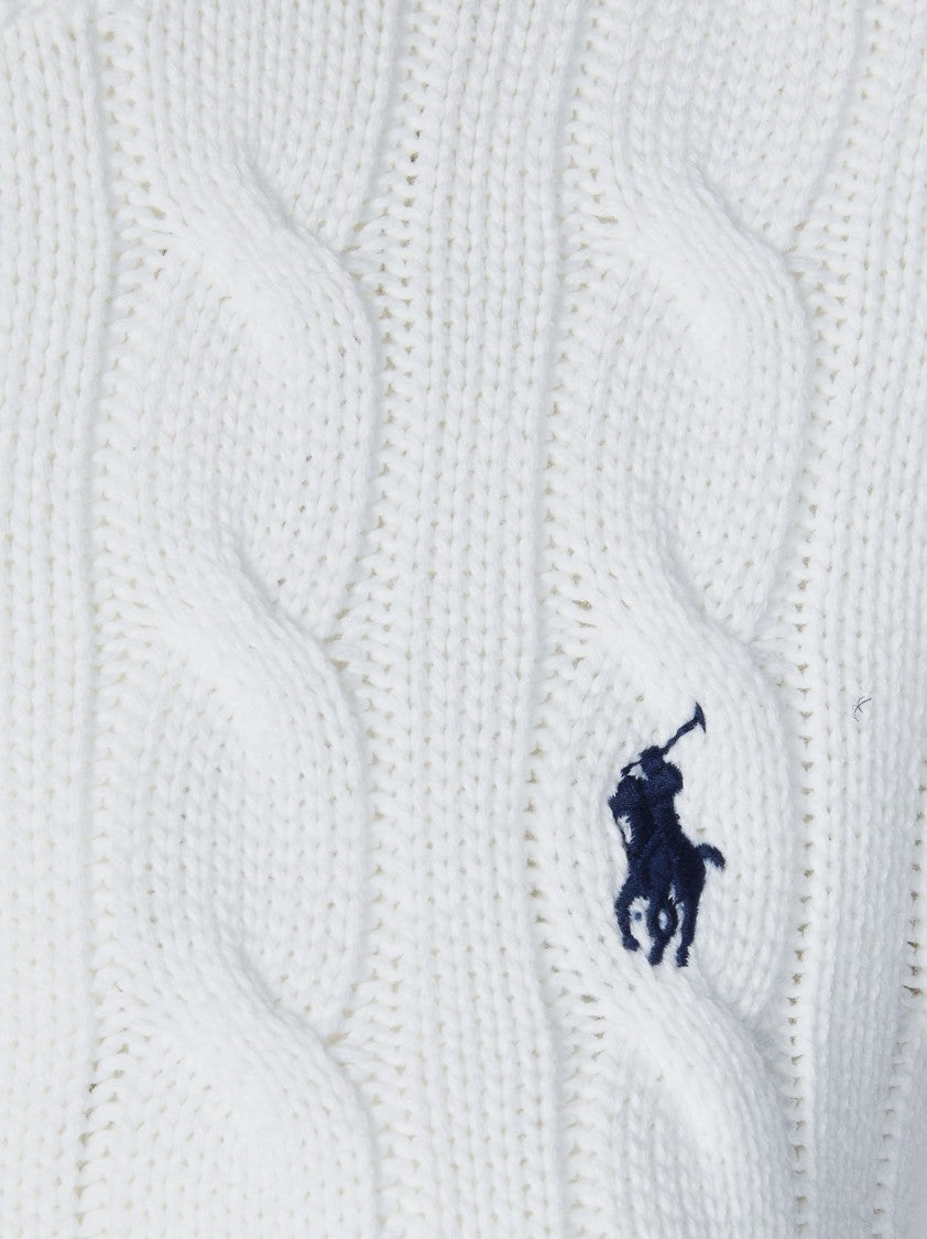 Polo Ralph Lauren White Cable-Knit Treccia Cardigan