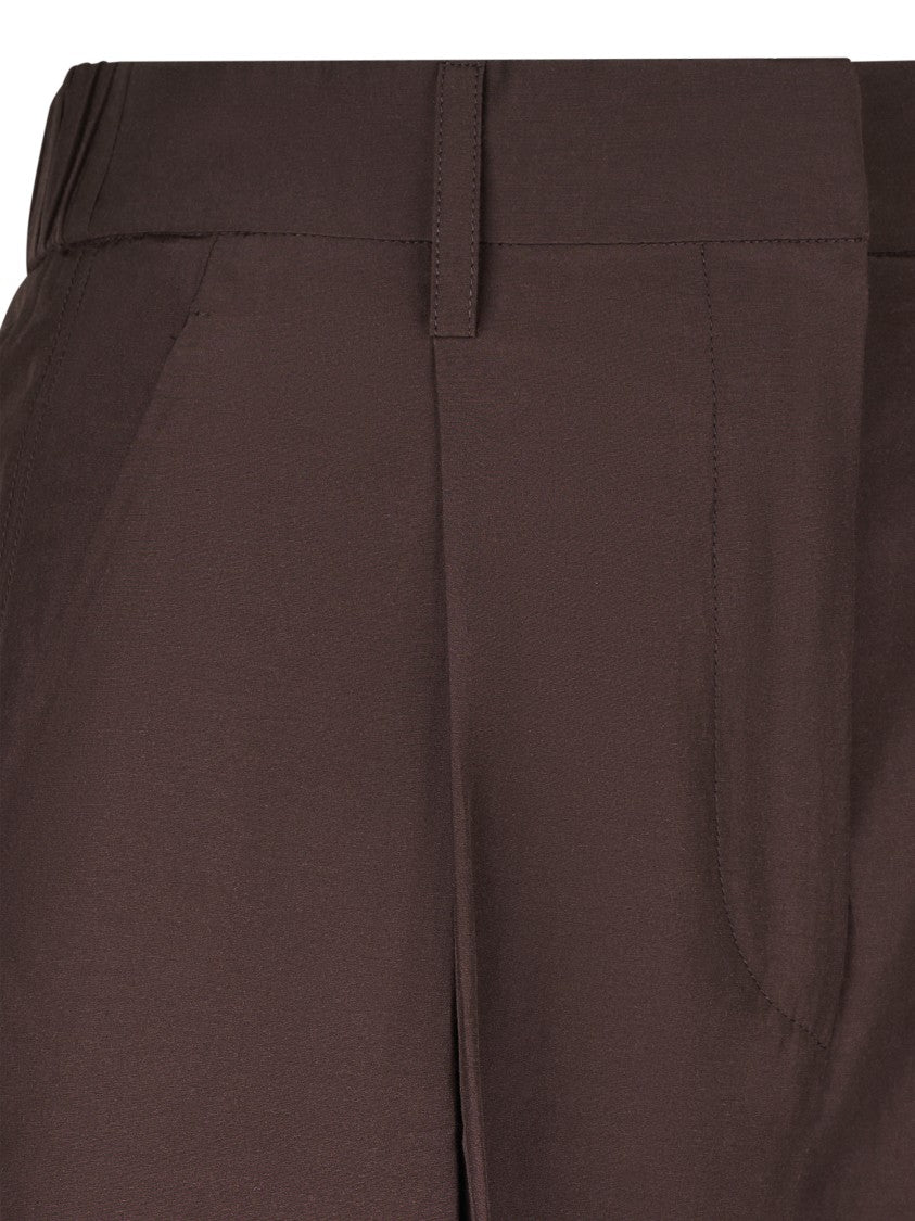Forte Forte High-Waisted Straight Trousers In Smooth Taffeta Fabric