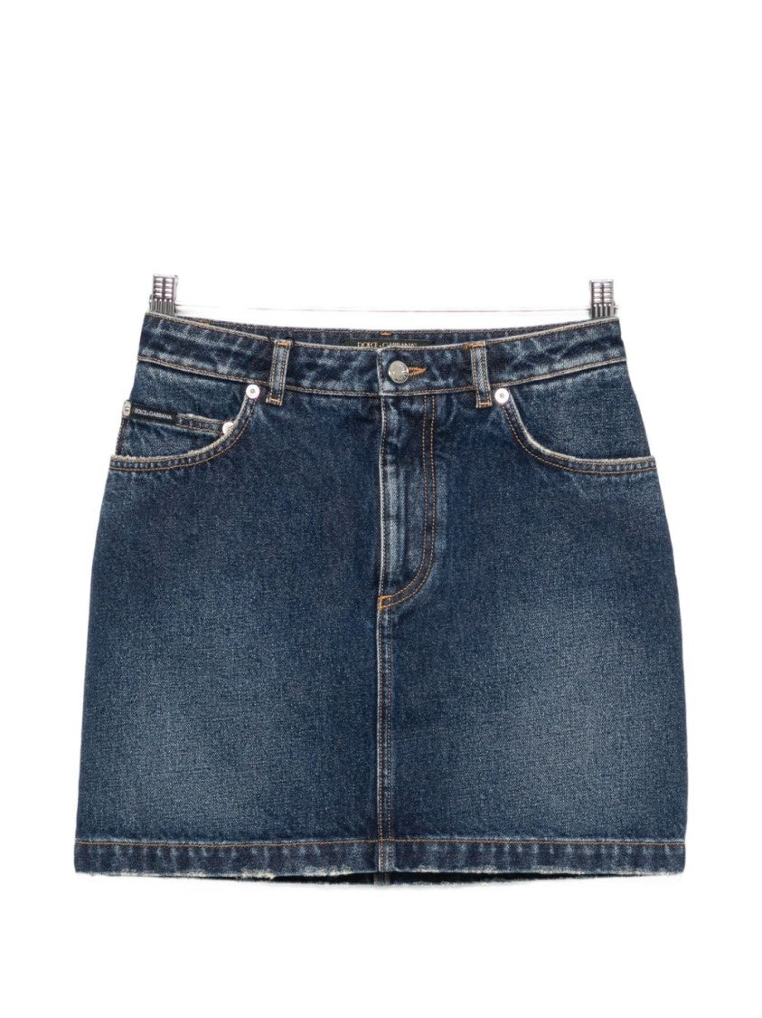 Dolce & Gabbana Classic Denim Mini Skirt With Raw Hemline