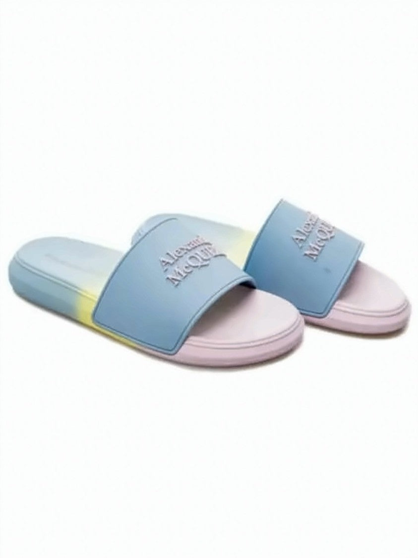 Alexander Mcqueen Slide Sandals With Embossed Branding And Gradient Finish