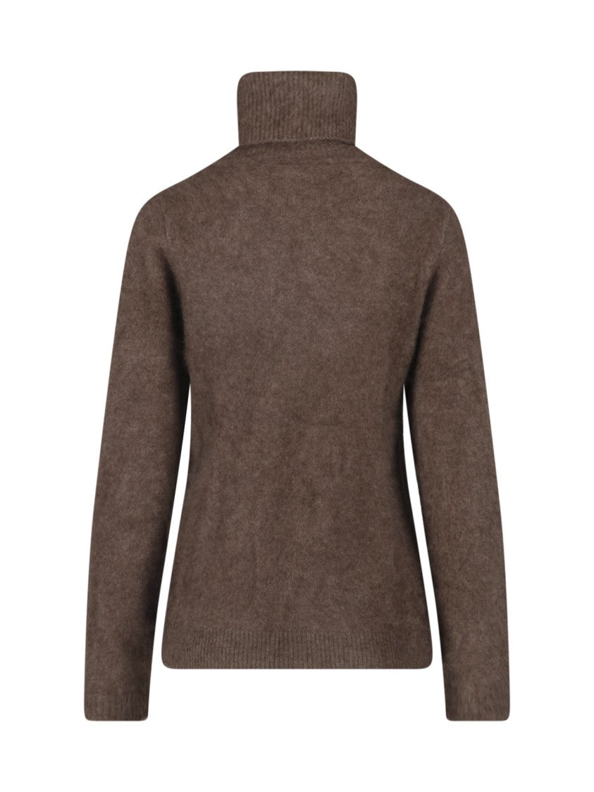 Parosh Relaxed Fit Ribbed Turtleneck Sweater