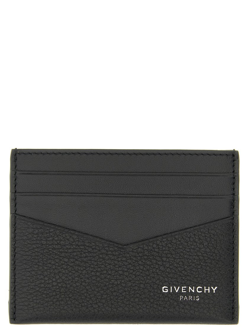 Givenchy Hammered Black Leather Cardholder With Logo Print
