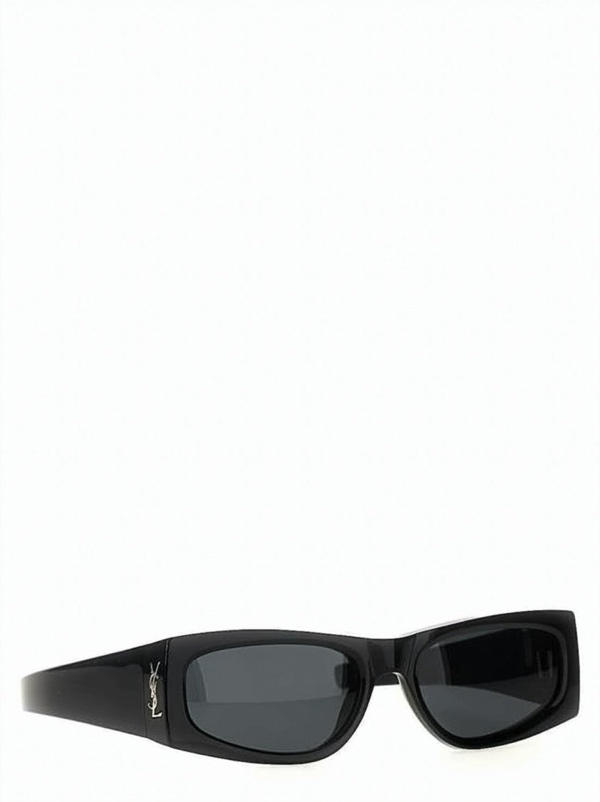 Saint Laurent Glossy Black Acetate Sunglasses With Dark Nylon Lenses