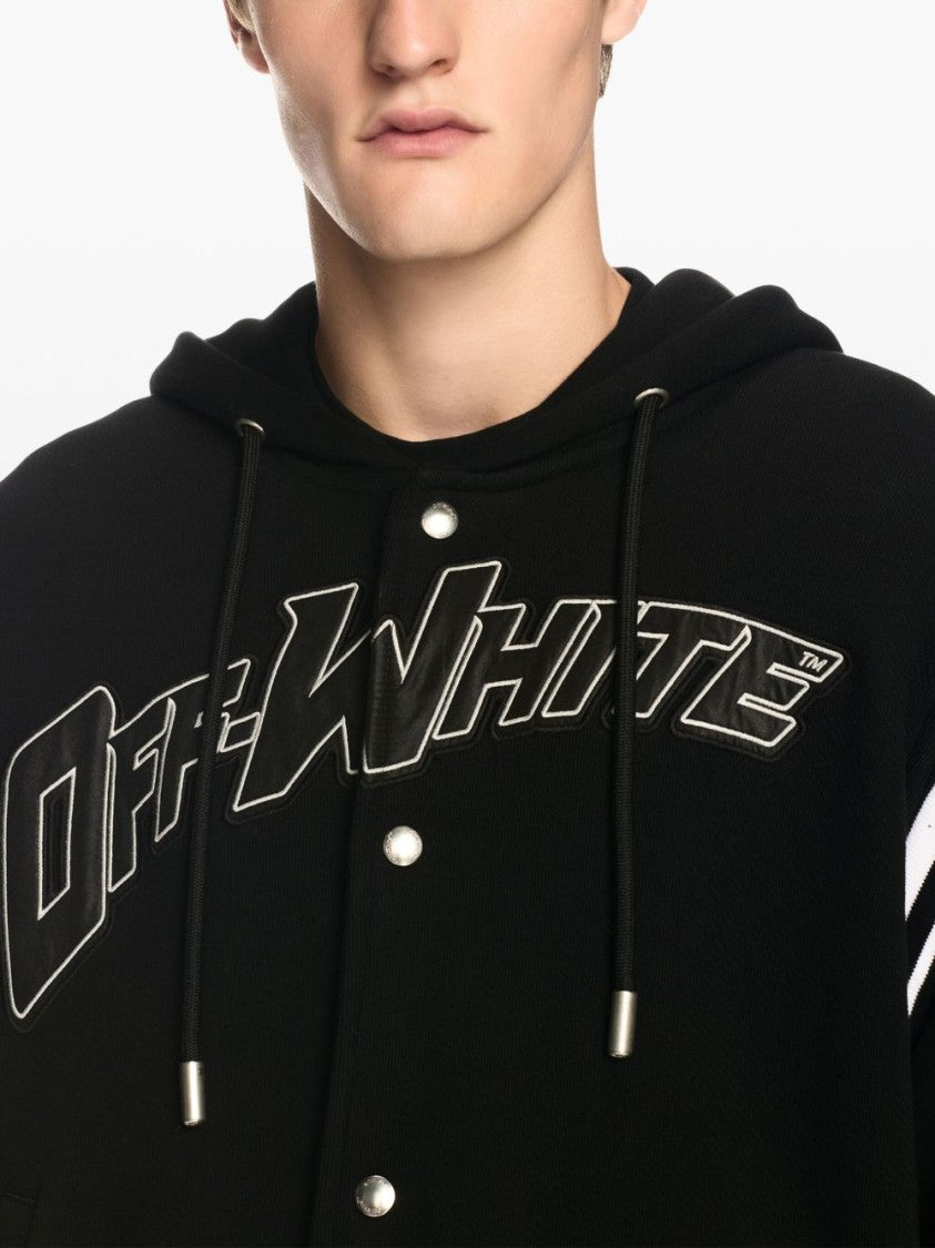 Off-White Black Varsity Sweatshirt With Press-Stud Fastening And Bold Lettering