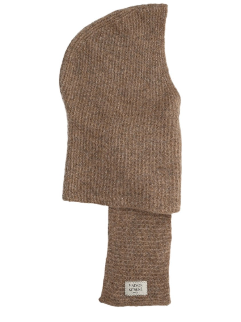 Maison Kitsuné Beige Ribbed Alpaca Wool-Blend Scarf