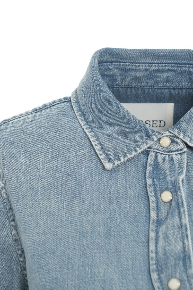 Closed Denim Button-Down Shirt With Pearlescent Buttons And Structured Collar