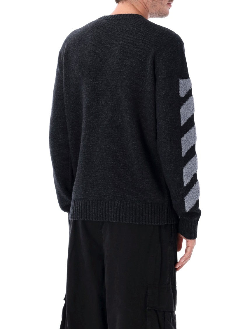 Off-White Diag Fuzzy Knit Brushed Wool-Blend Crewneck Sweater