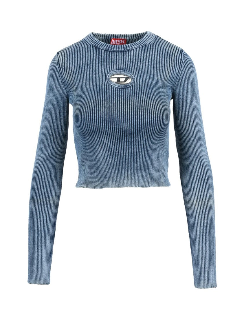 Diesel Textured Blue Ribbed Under-Jacket Knit