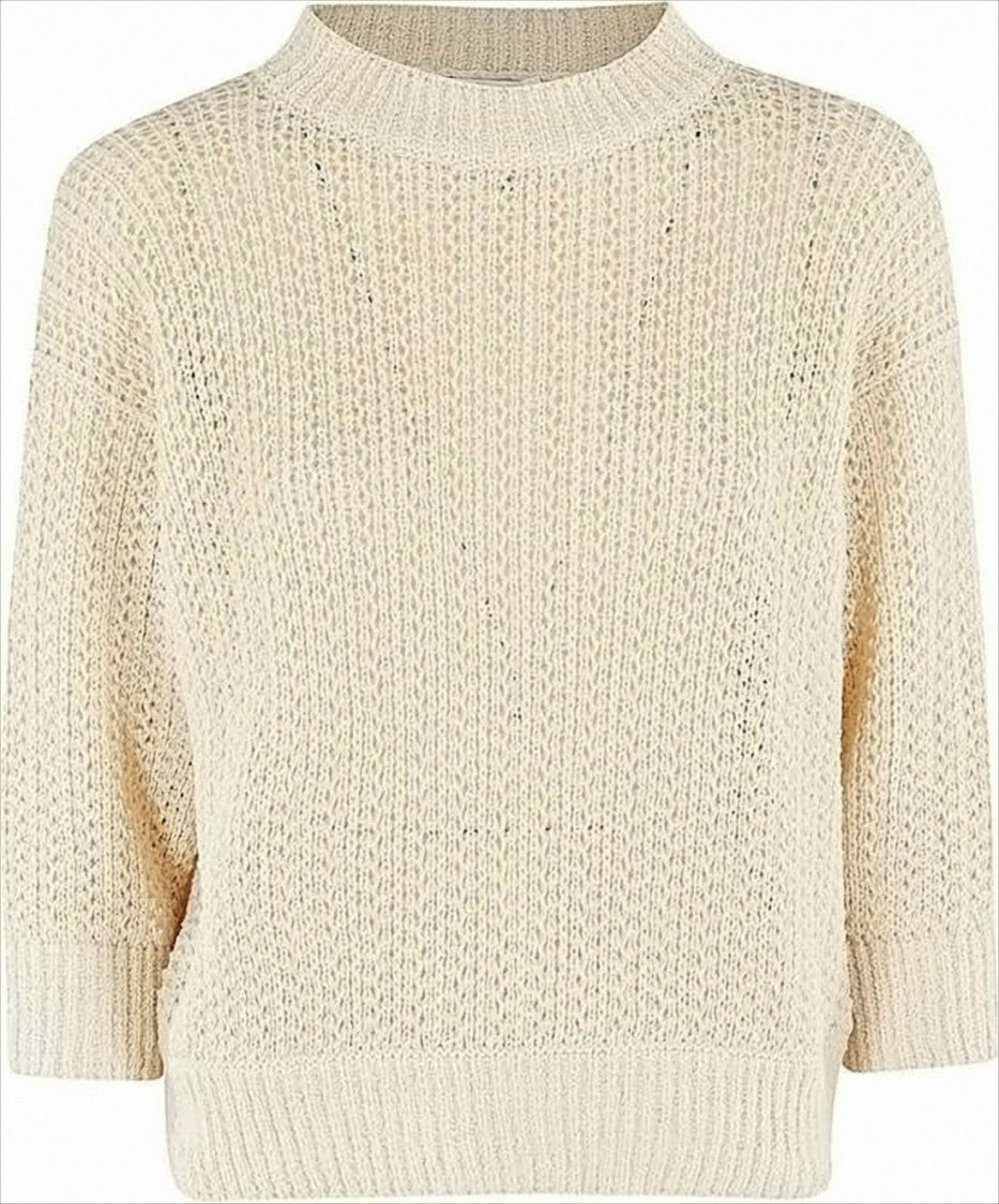 Max Mara Textured Knit Sweater With Elbow-Length Sleeves