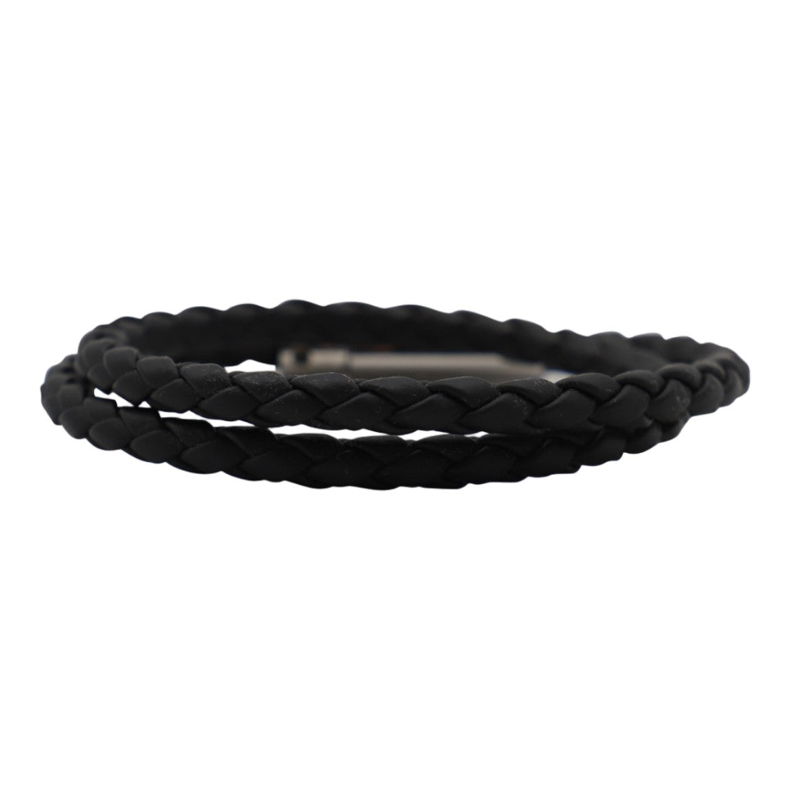 Tod's Double-Wrap Braided Leather Bracelet With Silver Clasp