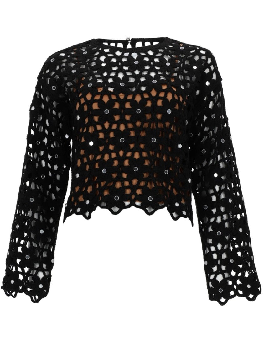 Michael Michael Kors Crochet Floral Openwork Cropped Top