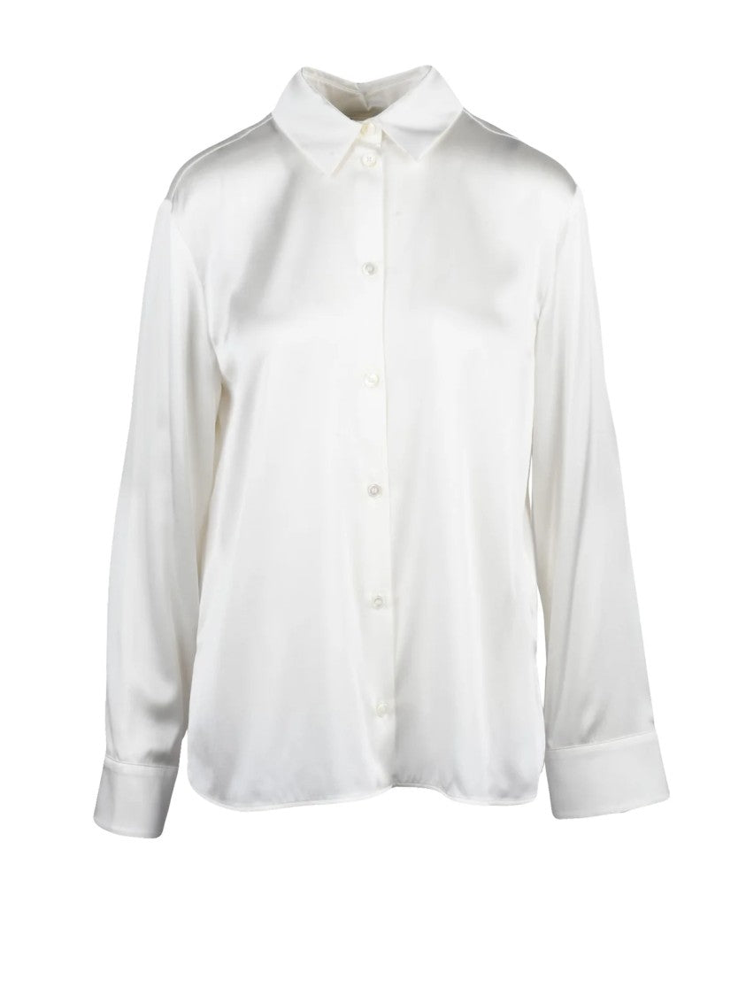 Mm By Max Mara White Stretch Silk Satin Shirt