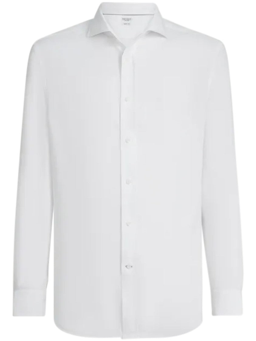 Brunello Cucinelli Lightweight Linen Long-Sleeve Shirt With Pointed Collar