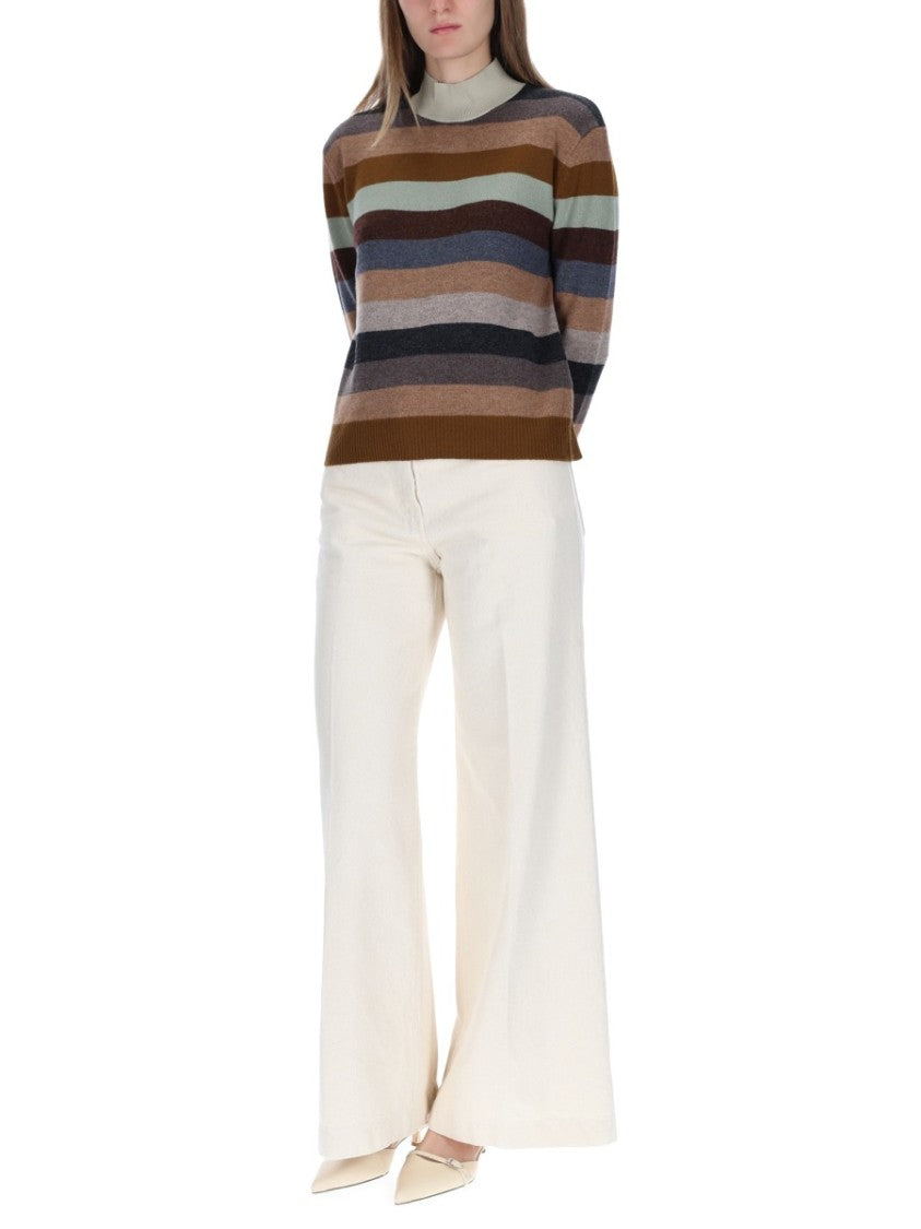 Tory Burch Striped Horizontal Merino Wool Sweater