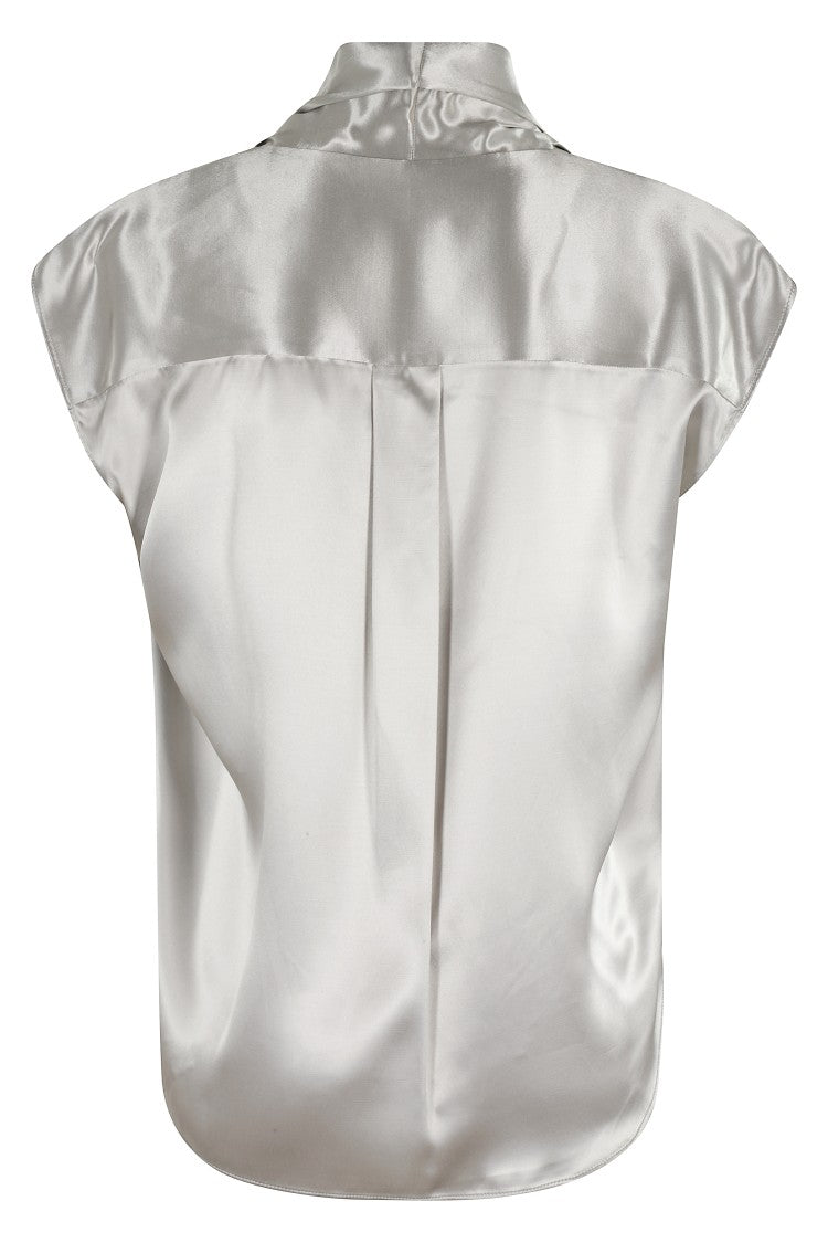 Alberta Ferretti Shiny Satin Blouse With Draped Revers