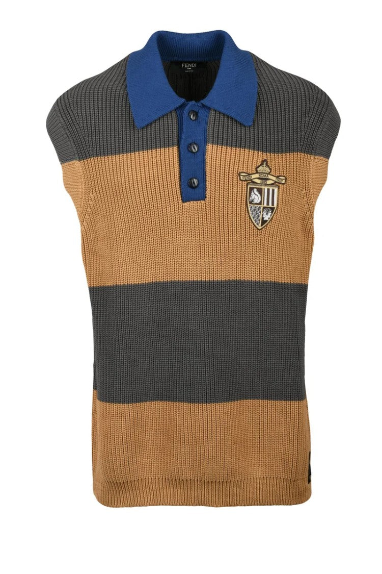 Fendi Vest Cotton - Blue/Brown