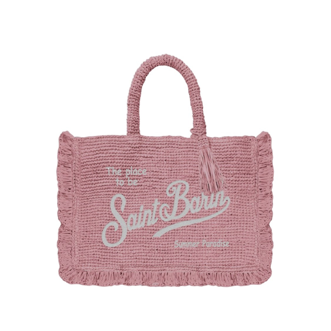 Mc2 Saint Barth Textured Raffia Bag With Contrasting Logo