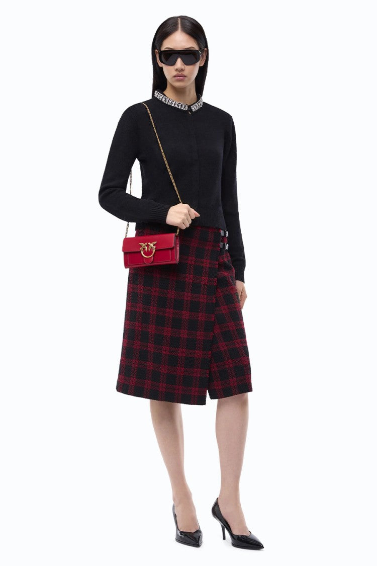 Pinko Black Embellished Collar Wool-Blend Cardigan