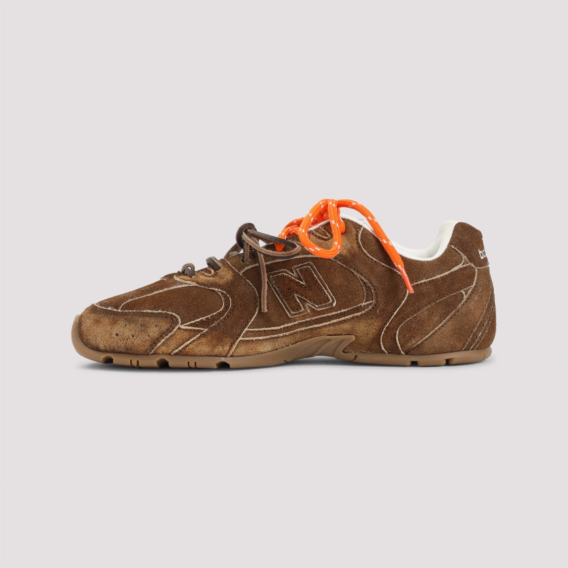 Miu Miu Brown Suede Lace-Up Sneakers With Rubber Outsole