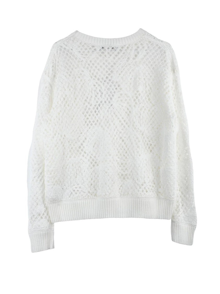 Max Mara Intricate Openwork Tricot Knit Sweater By Max Mara