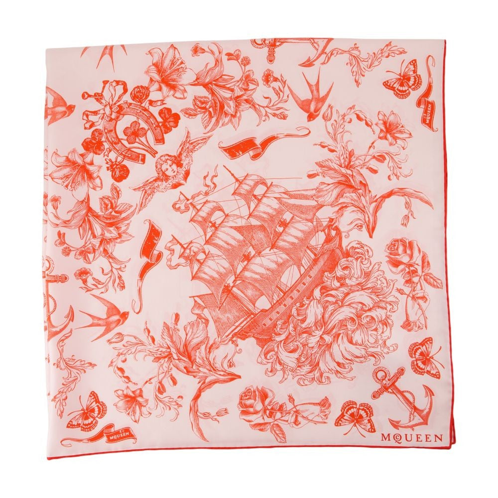 Alexander Mcqueen Fo Sailor Tattoo Scarf - Silk - Pink