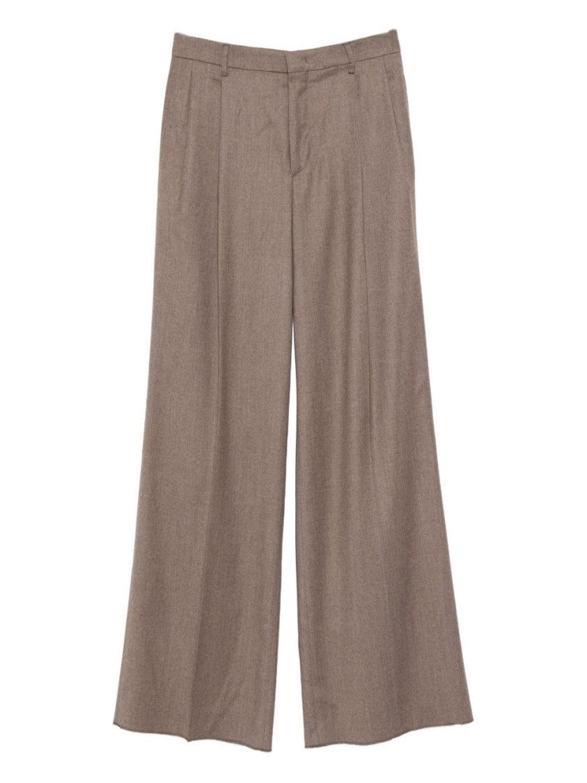 Tagliatore Wide-Leg Brown Trousers With High Waist