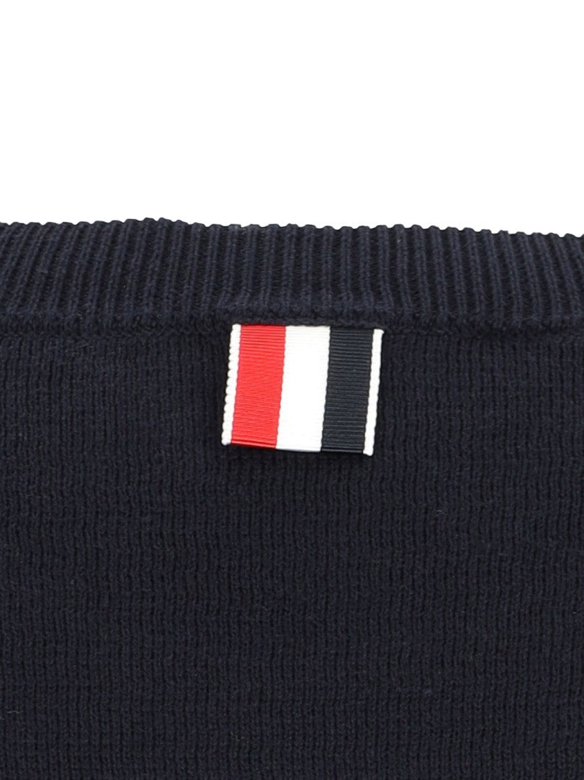Thom Browne Blue 4 Bar Ribbed Sweater