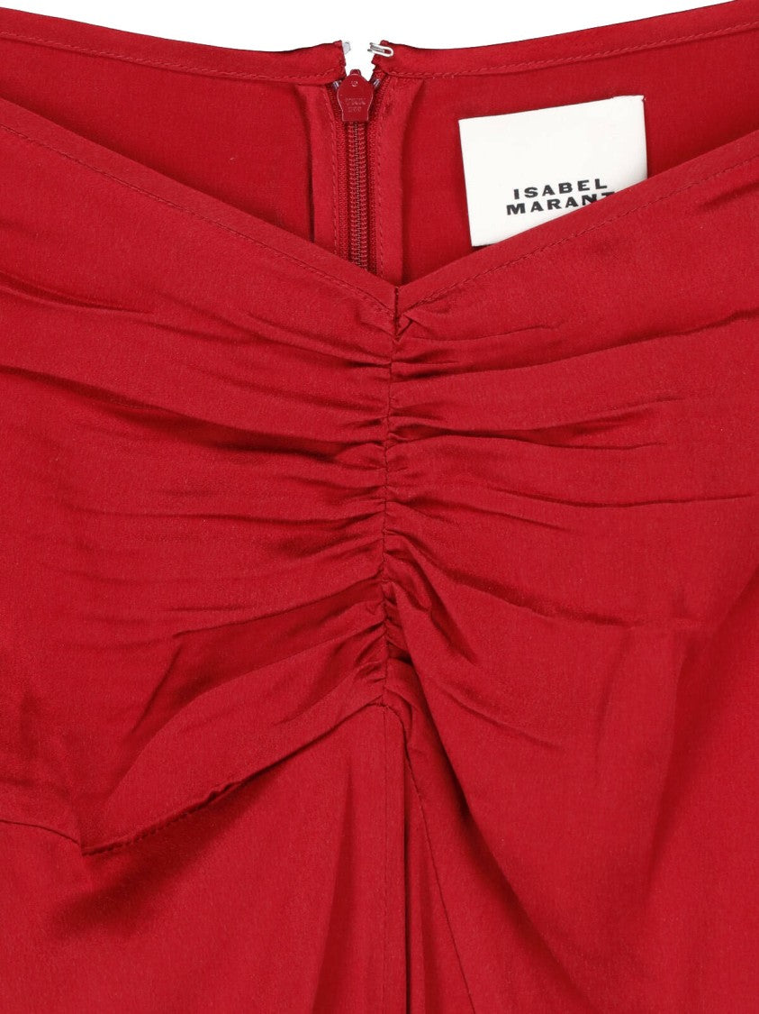 Isabel Marant Silk Midi Skirt With Gathered Waist Design