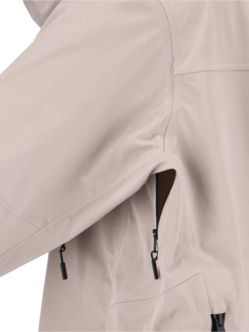 Canada Goose Minimalist Beige Jacket With Hood And Black Accents