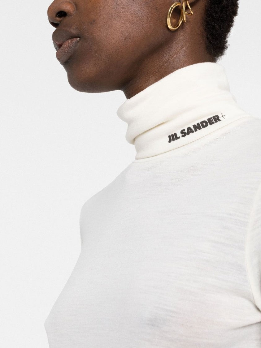 Jil Sander High-Neck Long Sleeve Top With Logo Detail
