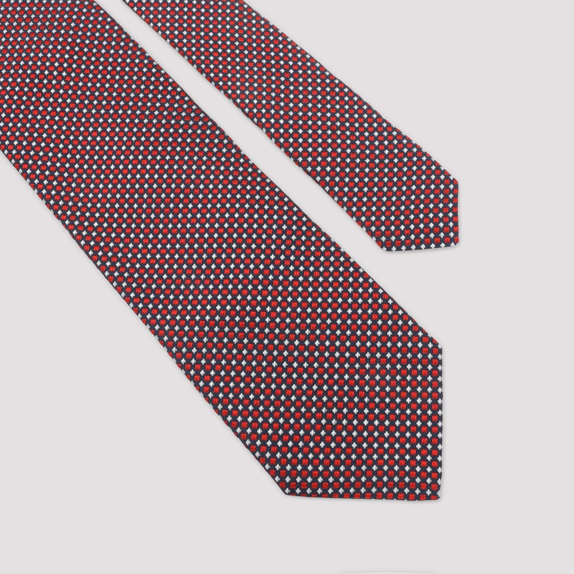 Lanvin Burgundy Geometric Pattern Silk Tie