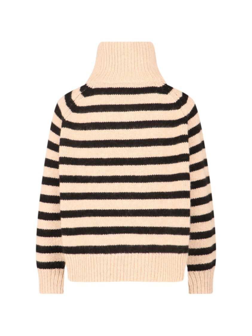 Nili Lotan Beige Knit Sweater With Striped Accents