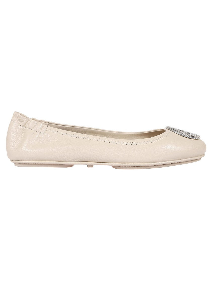 Tory Burch Leather Ballet Flats With Toe Embellishment