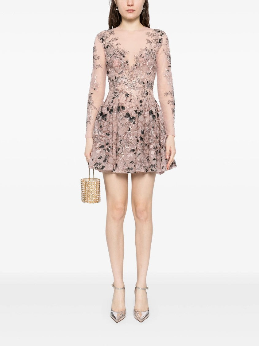 Saiid Kobeisy Intricate Floral Embroidered Short Dress