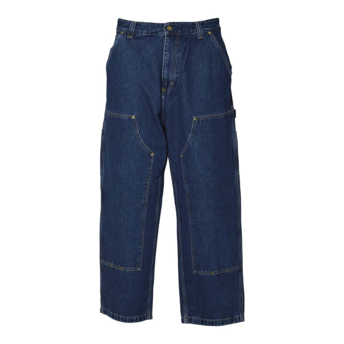 Carhartt Wip Deep Indigo Relaxed Fit Utility Jeans With Multi-Patch Pockets