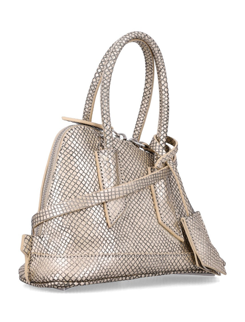 The Attico Structured Dome Silhouette Shoulder Bag With Metallic Snake Finish