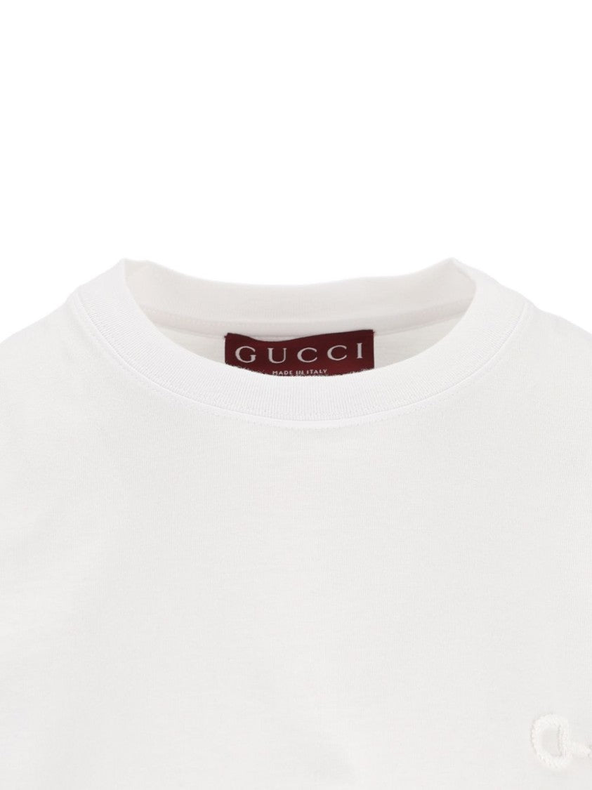 Gucci Embroidered White Crew Neck Top