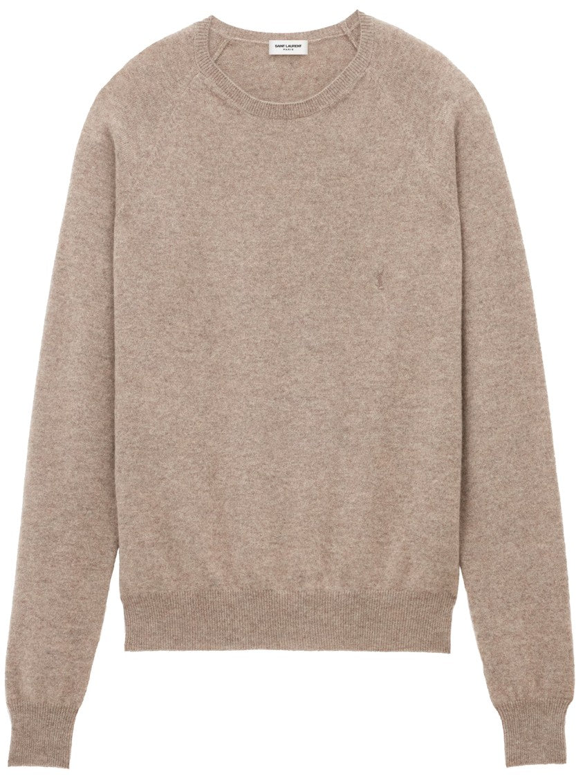 Saint Laurent Beige Pull Cassandre Cashmere Pullover