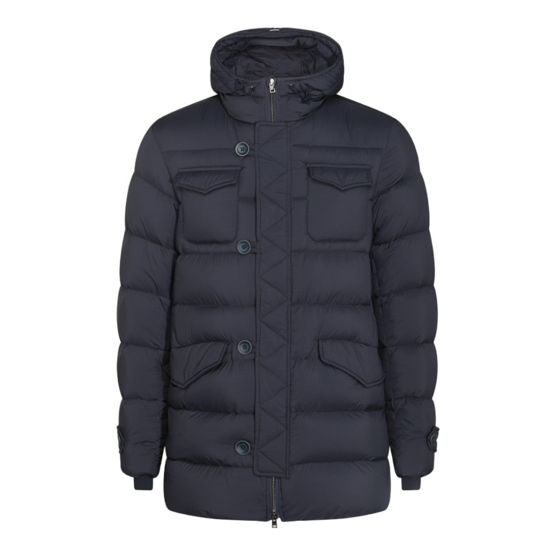 Herno Quilted Padded Coat With High Collar And Flap Pockets