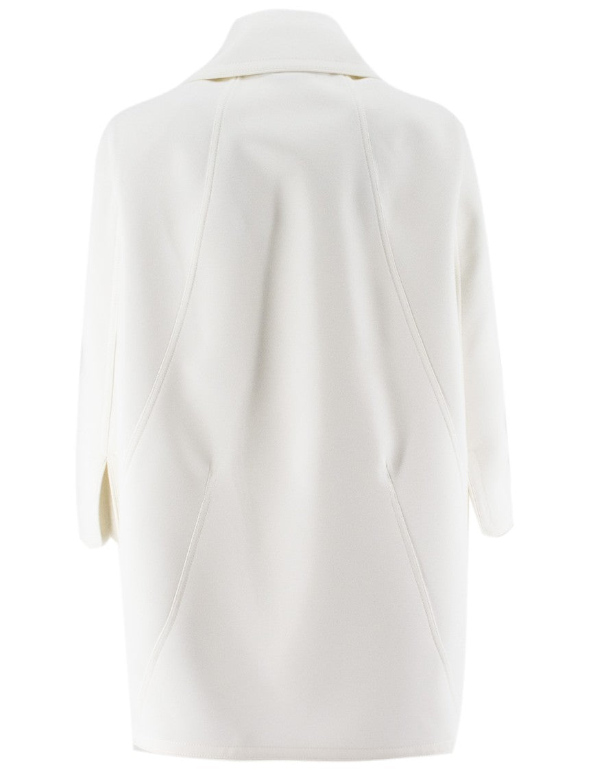 Ermanno Scervino Double-Breasted Off-White Coat With Logo Buttons