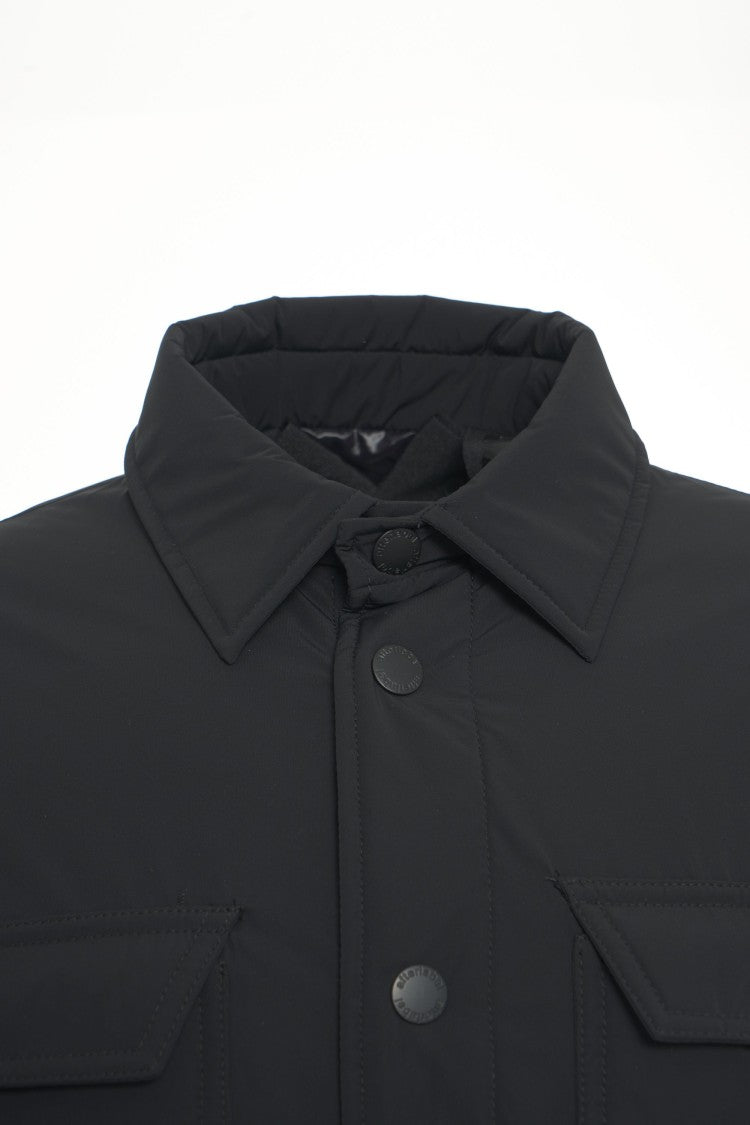 After Label Quilted Lightweight Overshirt With Classic Collar And Functional Pockets