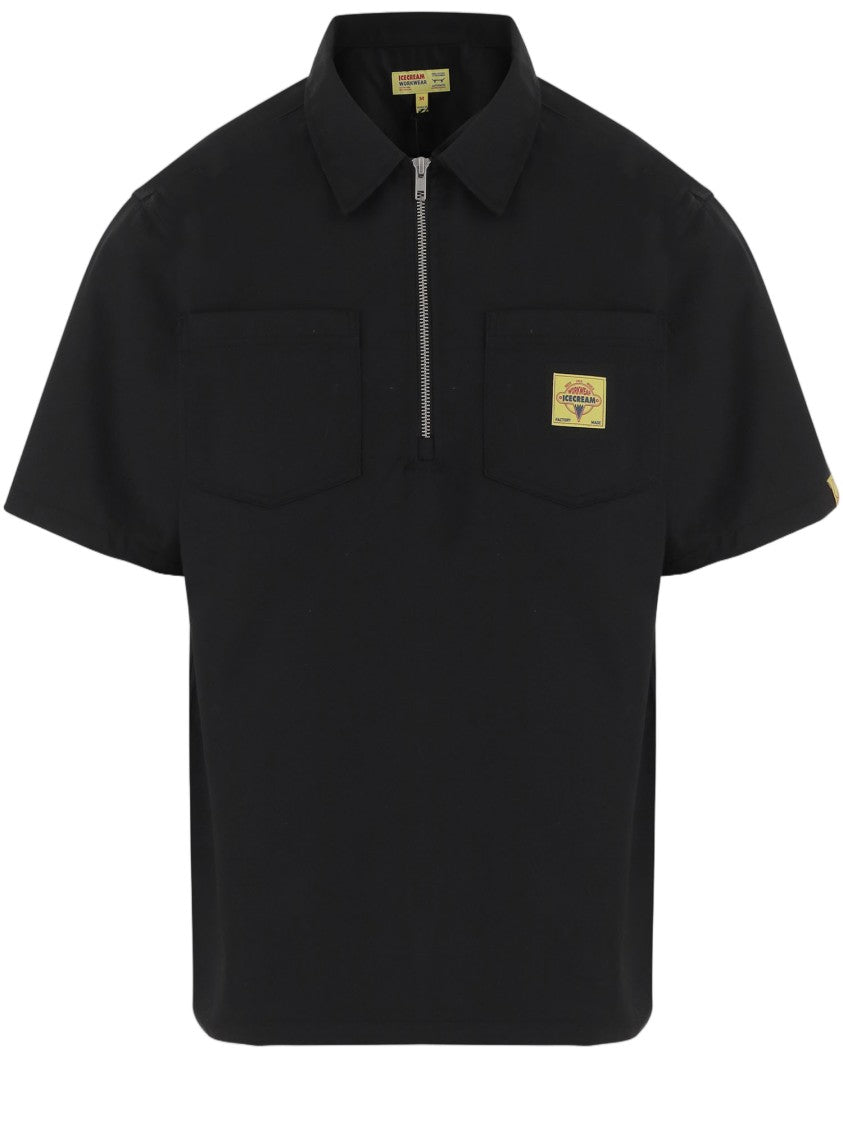 Icecream Short-Sleeved Half-Zip Shirt With Patch Pockets And Logo Details