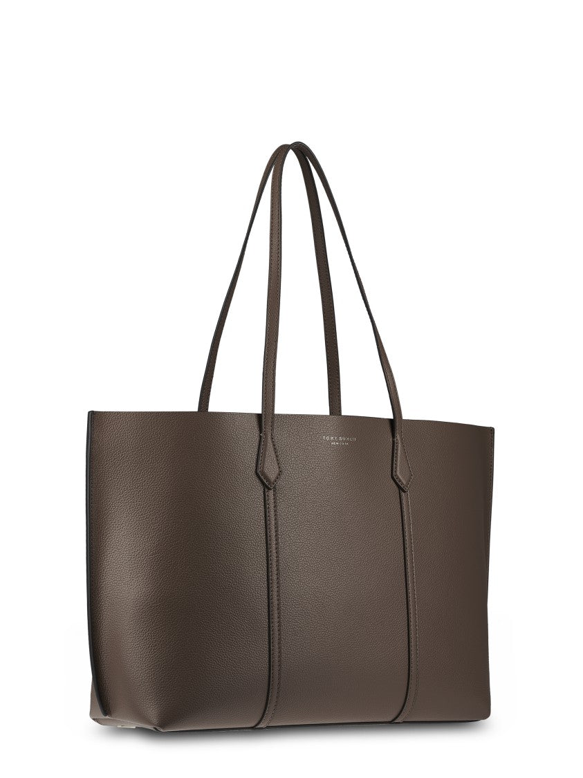 Tory Burch Structured Brown Leather Tote With Minimalist Design