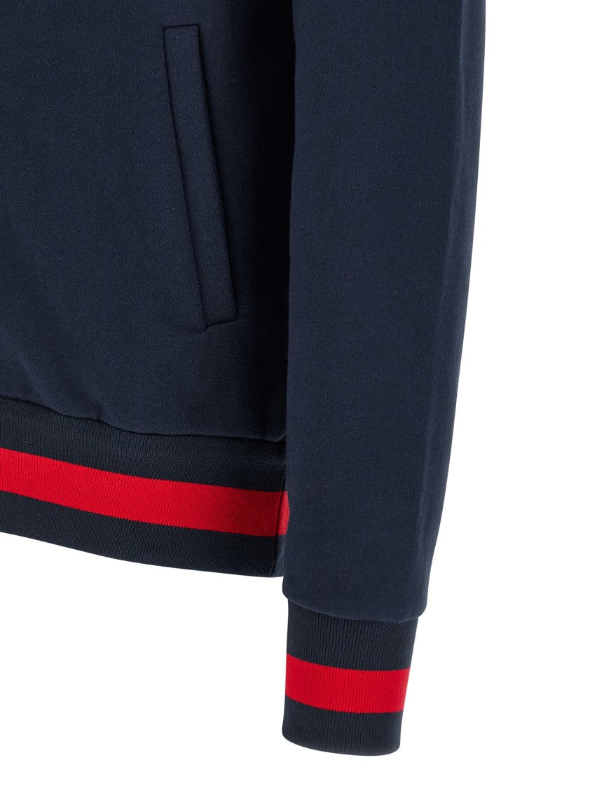 Kiton Gauze Cotton Tracksuit With Contrast Bands And Embroidered Logo