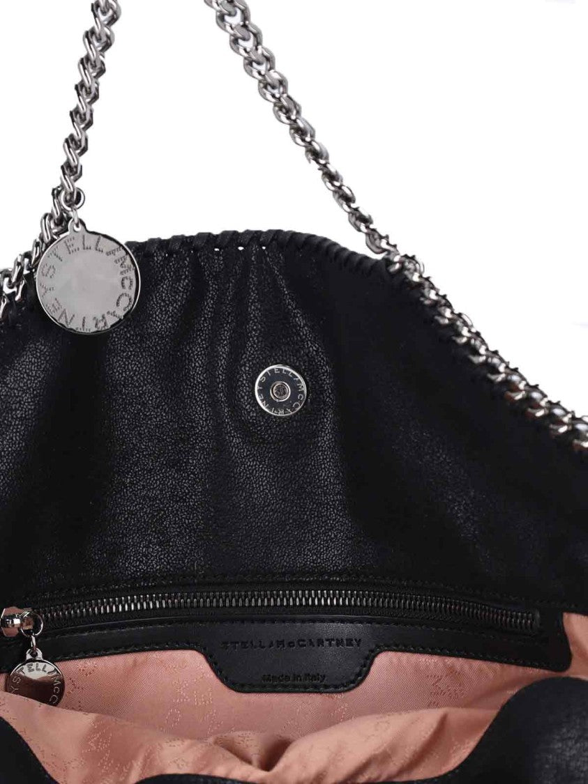 Stella Mccartney Textured Black Rectangular Silver Chain Shoulder Bag